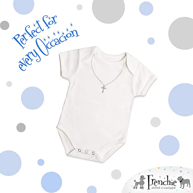 Frenchie Mini Couture Baby One-Piece Bodysuit, Silver Cross