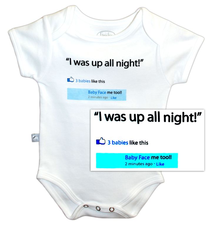 Frenchie Mini Couture, 100% Cotton Baby Bodysuit, I Was Up All Night,