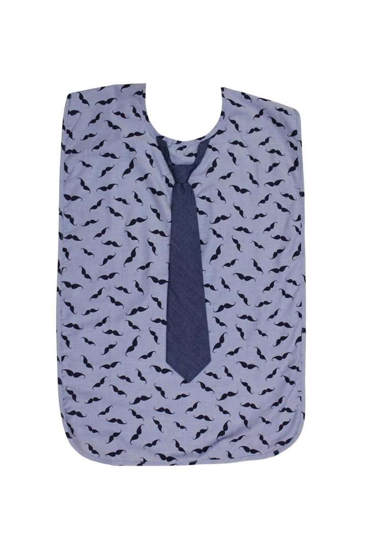 Mustache Pattern with Chambray Tie
