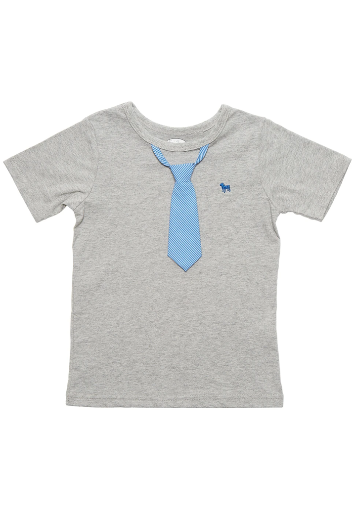 S/S - Blue/Grey stripe Tie on Heather t-shirt